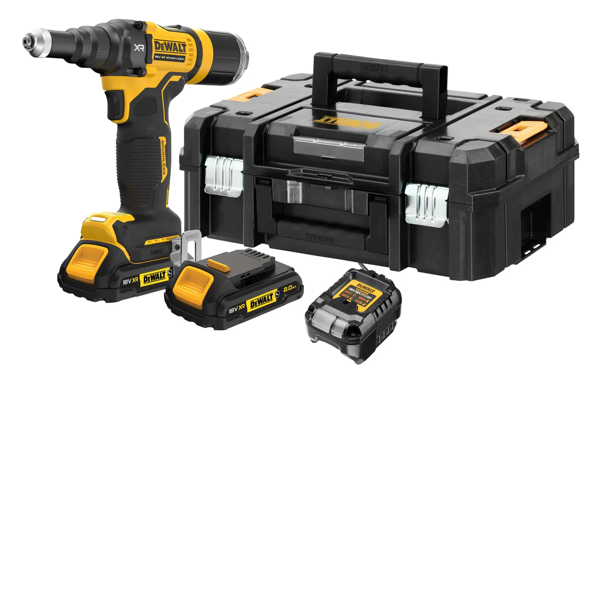 18V XR 2Ah brushless riveter (with 2 batteries, charger and case) - DCF403D2GT-QW - DeWALT 18V XR 2Ah brushless riveter (with 2 batteries, charger and case) - DCF403D2GT-QW - DeWALT
